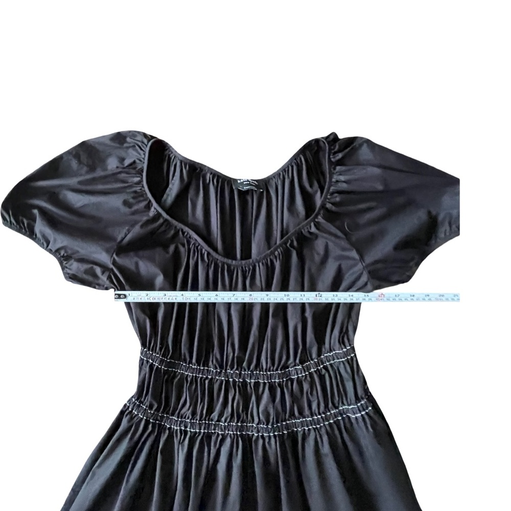 Kate Spade Ric Rac Riviera Black Puff Sleeve Smocked Midi Dress Large - Picture 14 of 15